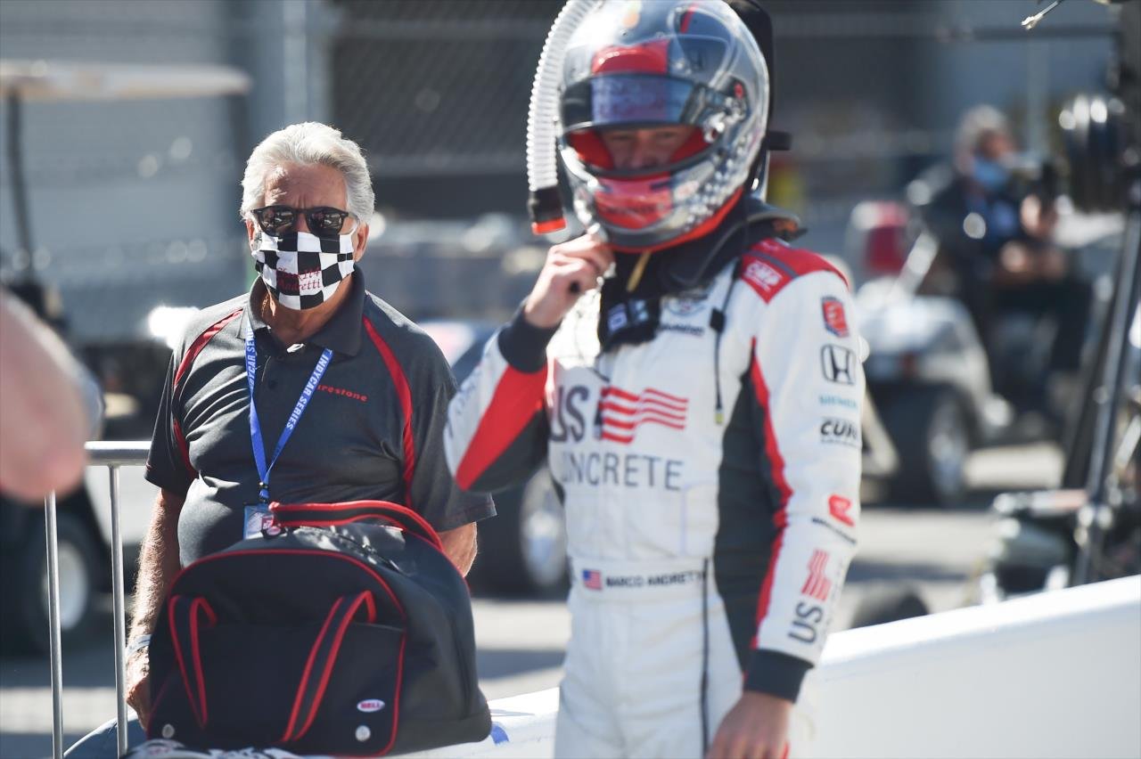 O avô Mário Andretti acompanhará dos boxes seu neto Marco tentar enterrar a maldição da família em Indianápolis (Chris Owens-IndyCar)